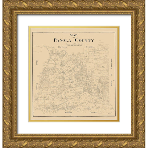 Panola County Texas - Smith 1897 Gold Ornate Wood Framed Art Print with Double Matting by Smith