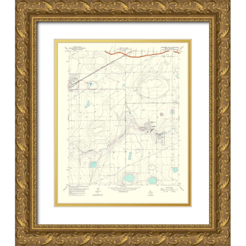 Panhandle East Texas Quad - USGS 1967 Gold Ornate Wood Framed Art Print with Double Matting by USGS
