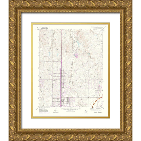 Pleasant Valley Texas Quad - USGS 1975 Gold Ornate Wood Framed Art Print with Double Matting by USGS