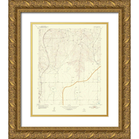 Pomeroy Texas Quad - USGS 1954 Gold Ornate Wood Framed Art Print with Double Matting by USGS