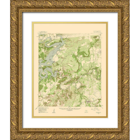 Palo Pinto Texas Quad - USGS 1960 Gold Ornate Wood Framed Art Print with Double Matting by USGS