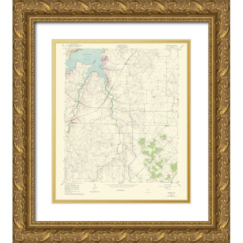 Primrose Texas Quad - USGS 1969 Gold Ornate Wood Framed Art Print with Double Matting by USGS