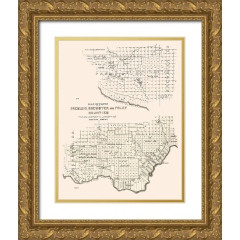 Presidio, Brewster, Foley County Texas -1891 Gold Ornate Wood Framed Art Print with Double Matting by Unknown