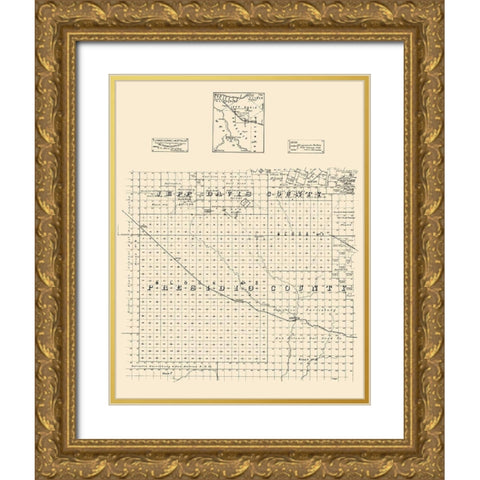 Jeff Davis County Presidio County Texas - Strauss 1894 Gold Ornate Wood Framed Art Print with Double Matting by Strauss