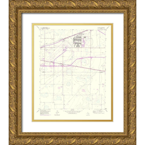 Pullman Texas Quad - USGS 1975 Gold Ornate Wood Framed Art Print with Double Matting by USGS