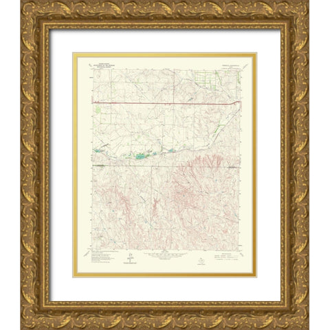 Ramsdell Texas Quad - USGS 1967 Gold Ornate Wood Framed Art Print with Double Matting by USGS