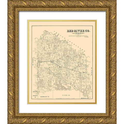 Red River County - Walsh 1879 Gold Ornate Wood Framed Art Print with Double Matting by Walsh