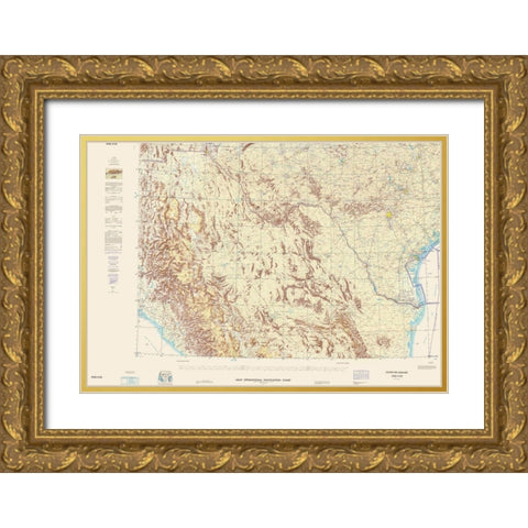 Lower Rio Grande New Mexico Texas Aeronautical Sht Gold Ornate Wood Framed Art Print with Double Matting by USAF