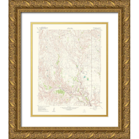 Roach Ranch Texas Quad - USGS 1963 Gold Ornate Wood Framed Art Print with Double Matting by USGS