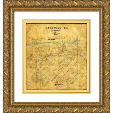 Rockwall County Texas - Arlitt 1874 Gold Ornate Wood Framed Art Print with Double Matting by Arlitt