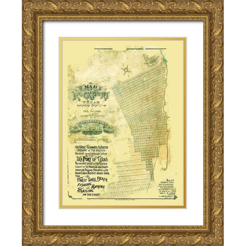 Rockport Texas - McCombs 1888 Gold Ornate Wood Framed Art Print with Double Matting by McCombs