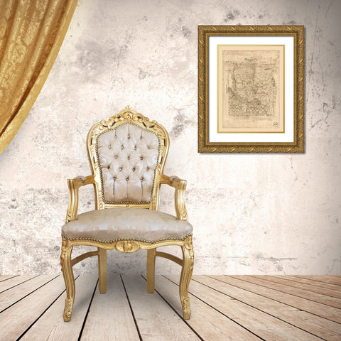 Runnels County Texas - Walsh 1879 Gold Ornate Wood Framed Art Print with Double Matting by Walsh