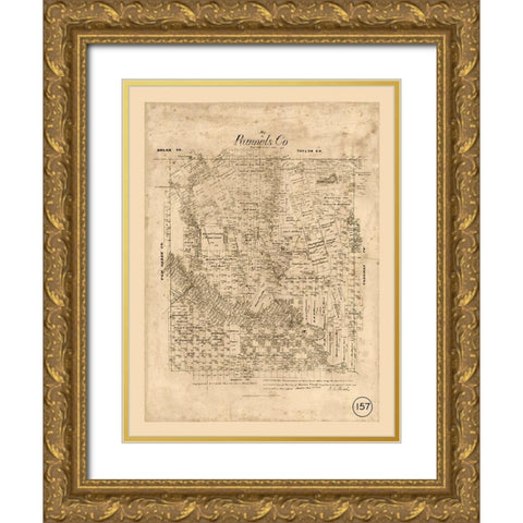 Runnels County Texas - Walsh 1879 Gold Ornate Wood Framed Art Print with Double Matting by Walsh