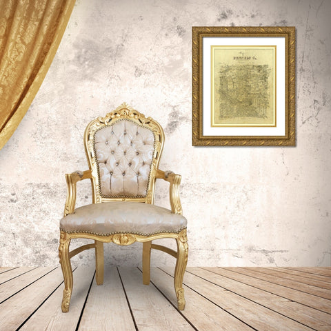 Runnels County Texas -1887 Gold Ornate Wood Framed Art Print with Double Matting by Unknown