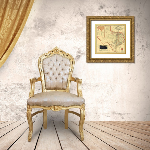 Missouri, Kansas and Texas Railroad - Parker 1907 Gold Ornate Wood Framed Art Print with Double Matting by Parker