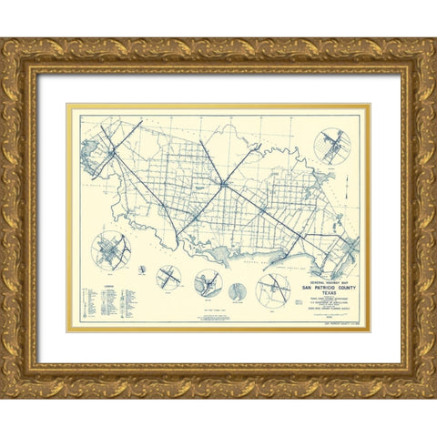 San Patricio Texas Highway - Highway Dept 1936 Gold Ornate Wood Framed Art Print with Double Matting by Highway Dept