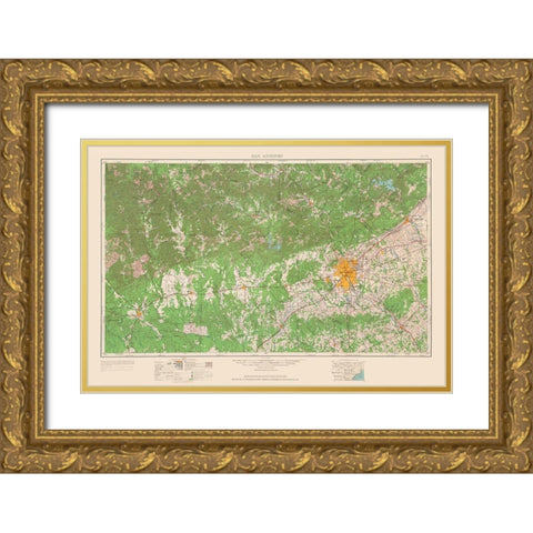 San Antonio Texas Quad - USGS 1954 Gold Ornate Wood Framed Art Print with Double Matting by USGS