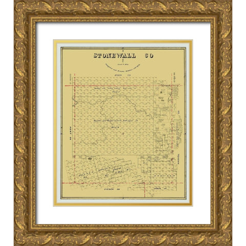 Stonewall County Texas - Wise 1879 Gold Ornate Wood Framed Art Print with Double Matting by Wise