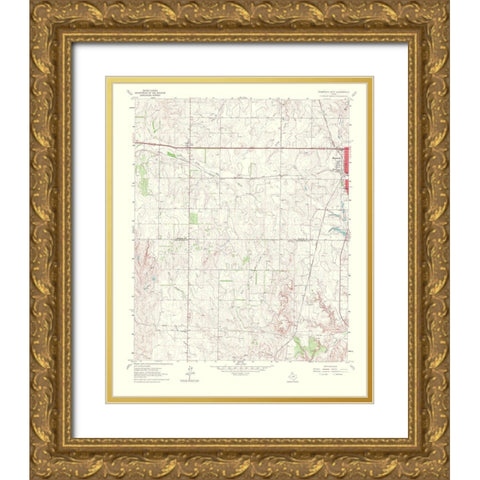 Shamrock West Texas Quad - USGS 1967 Gold Ornate Wood Framed Art Print with Double Matting by USGS