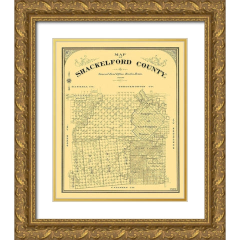 Shackelford County Texas - Duke 1901 Gold Ornate Wood Framed Art Print with Double Matting by Duke