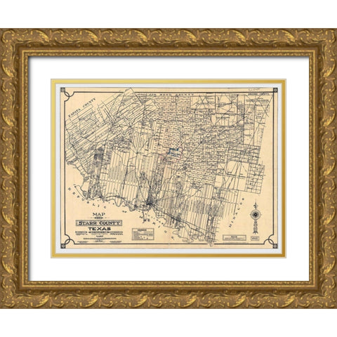 Starr County Texas - May 1935 Gold Ornate Wood Framed Art Print with Double Matting by May