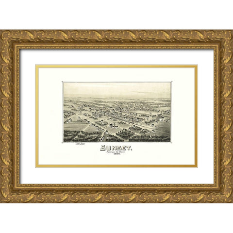 Sunset Texas - Fowler 1890 Gold Ornate Wood Framed Art Print with Double Matting by Fowler