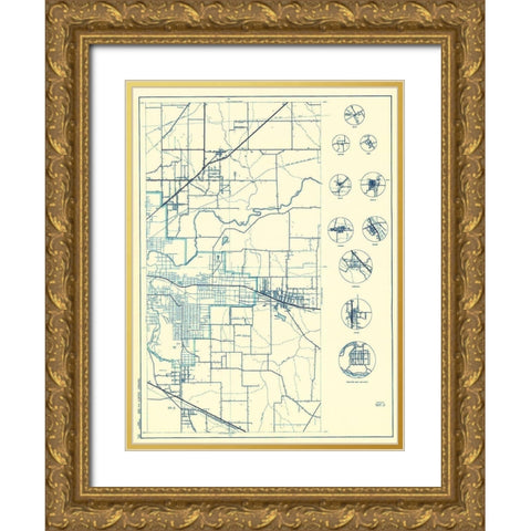 Tarrant Texas - 1936 Gold Ornate Wood Framed Art Print with Double Matting by Unknown