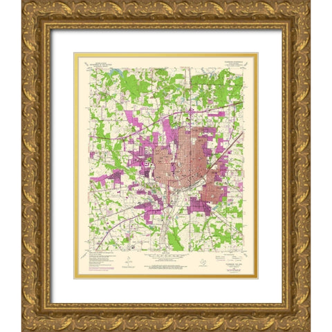 Texarkana Texas Quad - USGS 1954 Gold Ornate Wood Framed Art Print with Double Matting by USGS