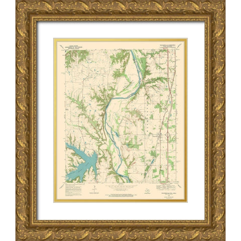 Thackerville Texas Oklahoma Quad - USGS 1968 Gold Ornate Wood Framed Art Print with Double Matting by USGS