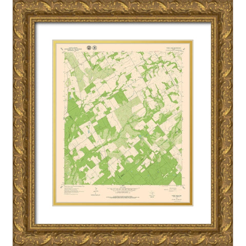 Three Oaks Texas Quad - USGS 1961 Gold Ornate Wood Framed Art Print with Double Matting by USGS