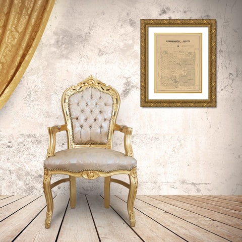 Throckmorton County Texas - Walsh 1880 Gold Ornate Wood Framed Art Print with Double Matting by Walsh