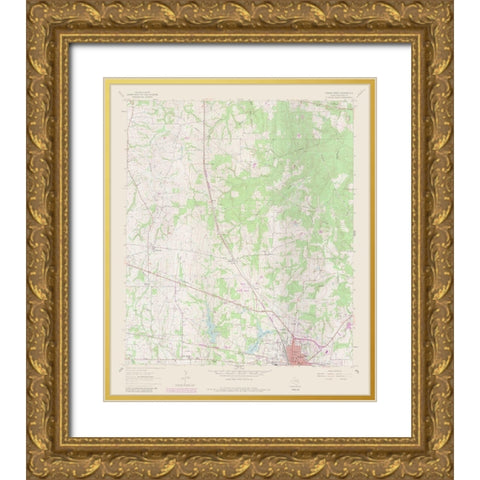 Teague North Texas Quad - USGS 1963 Gold Ornate Wood Framed Art Print with Double Matting by USGS