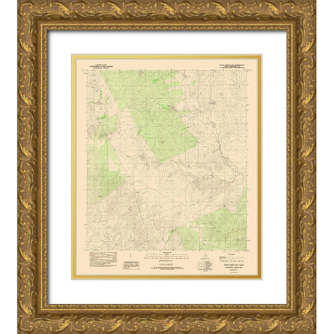 East Tovar Creek Texas Quad - USGS 1982 Gold Ornate Wood Framed Art Print with Double Matting by USGS