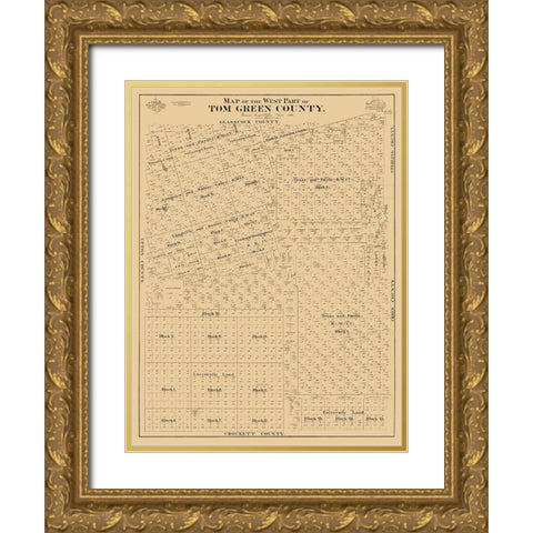 Tom Green County West - McCaughy 1894 Gold Ornate Wood Framed Art Print with Double Matting by McCaughy