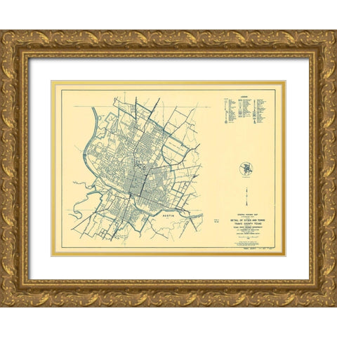 Travis Texas Highway - Highway Dept 1936 Gold Ornate Wood Framed Art Print with Double Matting by Highway Dept