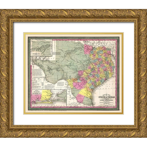 Texas - Young 1852 Gold Ornate Wood Framed Art Print with Double Matting by Young
