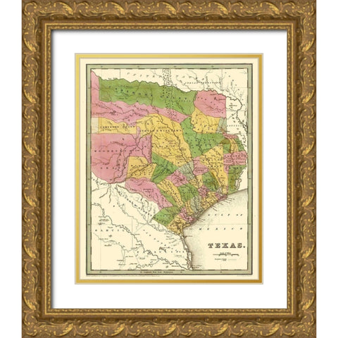 North East Texas - Goodrich 1841 Gold Ornate Wood Framed Art Print with Double Matting by Goodrich