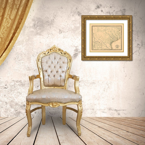 Texas - Williams 1845 Gold Ornate Wood Framed Art Print with Double Matting by Williams