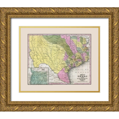 South East Texas - Williams 1845 Gold Ornate Wood Framed Art Print with Double Matting by Williams