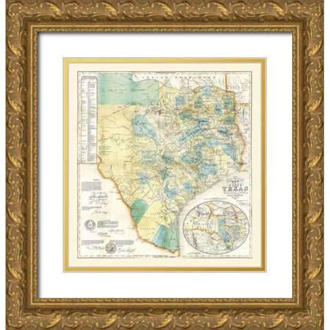 Texas - Creuzbaur 1854 Gold Ornate Wood Framed Art Print with Double Matting by Creuzbaur