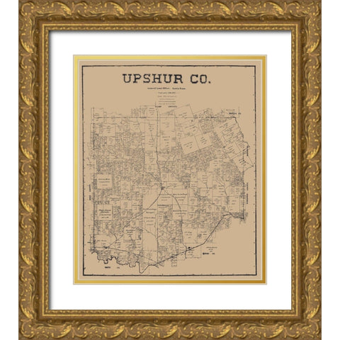 Upshur County Texas - Pressler 1897 Gold Ornate Wood Framed Art Print with Double Matting by Pressler