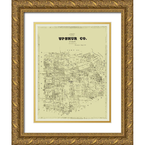 Upshur County Texas -1873 Gold Ornate Wood Framed Art Print with Double Matting by Unknown