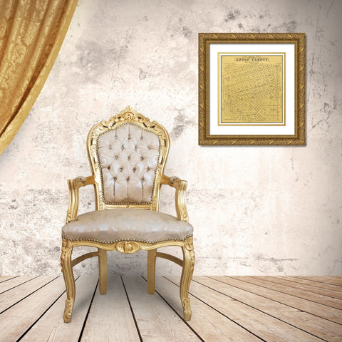 Upton County Texas - Blau 1889 Gold Ornate Wood Framed Art Print with Double Matting by Blau
