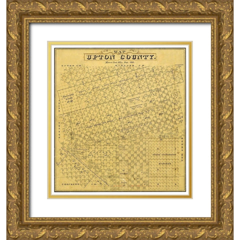 Upton County Texas - Blau 1889 Gold Ornate Wood Framed Art Print with Double Matting by Blau