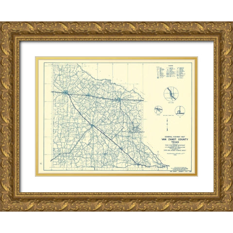 Van Zandt Texas - Highway Dept 1936 Gold Ornate Wood Framed Art Print with Double Matting by Highway Dept