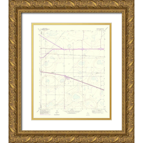 Washburn Texas Quad - USGS 1975 Gold Ornate Wood Framed Art Print with Double Matting by USGS