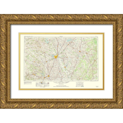 Waco Texas Quad - USGS 1964 Gold Ornate Wood Framed Art Print with Double Matting by USGS