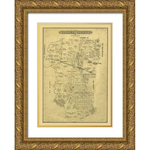 Waller County Texas - Blau 1880 Gold Ornate Wood Framed Art Print with Double Matting by Blau