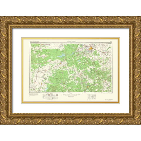 Wichita Falls Texas Oklahoma Quad - USGS 1966 Gold Ornate Wood Framed Art Print with Double Matting by USGS
