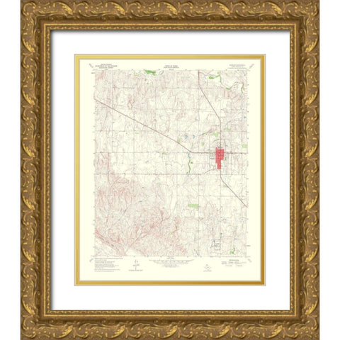 Wheeler Texas Quad - USGS 1965 Gold Ornate Wood Framed Art Print with Double Matting by USGS